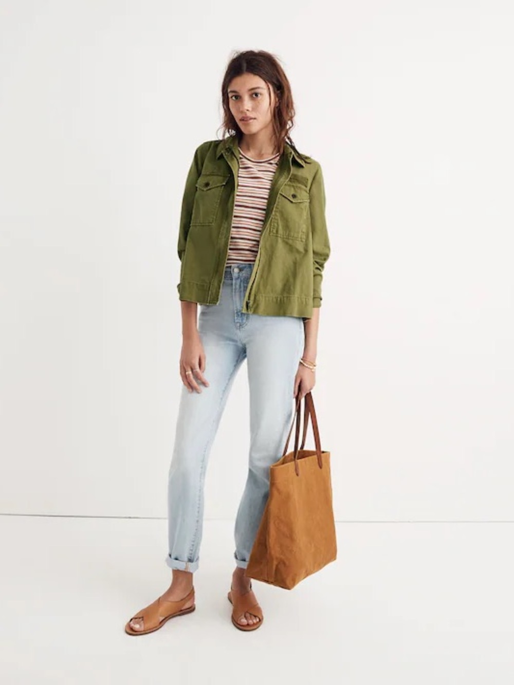 Madewell Olive Green Utility Jacket with Chest Pockets